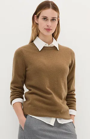 Damen - Cashmerepullover mit Good Cashmere Standard®-Anteil - walnussbraun meliert