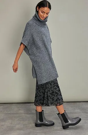 Damen - Poncho-Pullover - anthrazit