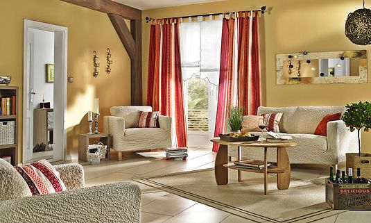 Vorhang "mexico" frische farben mit wohnlichem charakter ... Wohnzimmer farben terracotta