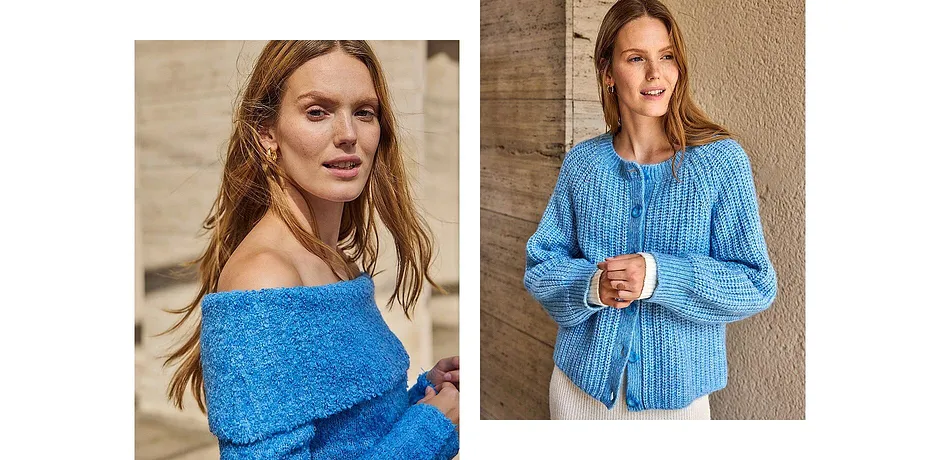 Damen - Off Shoulder Pullover - brilliantblau