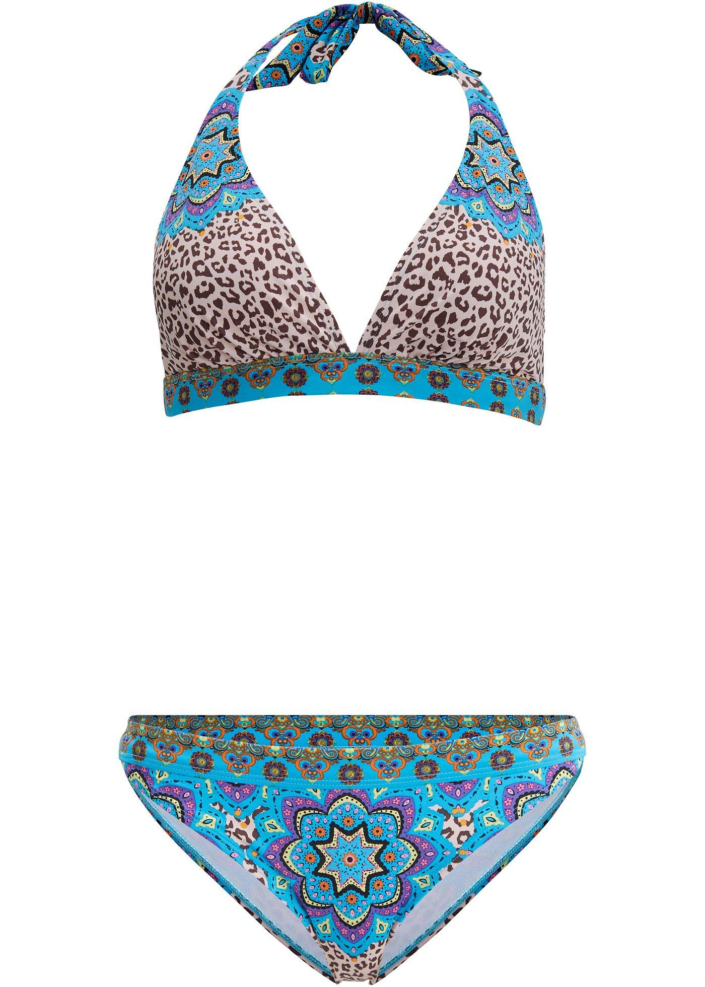 Aufregender Neckholder Bikini mit Leo Print für A und B Cup geeignet