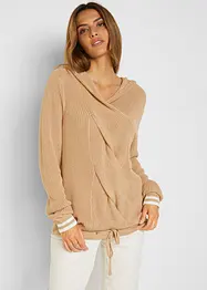 Pullover mit Kapuze und raffiniertem Zopfmuster, bonprix