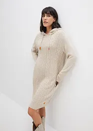 Kapuzen-Strickkleid mit Zopfmuster, bonprix