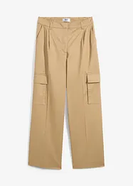 Wide Leg Cargo-Hose mit Bundfalten und Bequembund, 7/8-Länge, bonprix