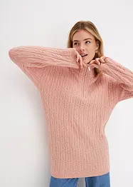 Langer Pullover mit Zopfmuster, bonprix