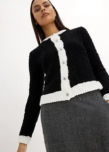 Kurze Bouclé-Strickjacke aus Wolle, bonprix