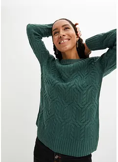 Rundhals-Pullover mit Zopfmuster, bonprix