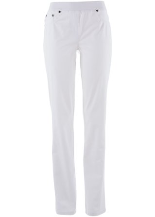 Straight Jeans, Mid Waist, Rippbund in weiß von vorne - bpc bonprix collection
