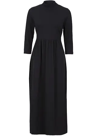 Shirt-Midikleid, 3/4 Arm in schwarz von vorne - bonprix Shirt-Midikleid, 3/4 Arm in schwarz von vorne - bonprix