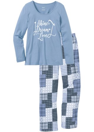 Pyjama in blau von vorne - bpc bonprix collection