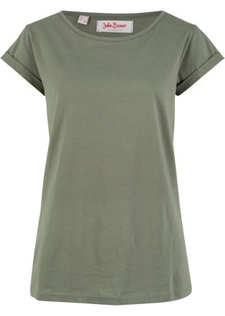 Baumwoll Shirt, Kurzarm in grün von vorne - John Baner JEANSWEAR