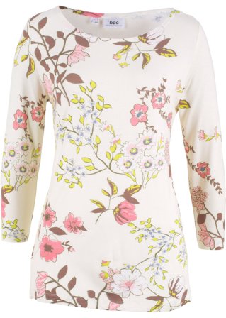 Shirt mit Blumendruck in weiß von vorne - bpc bonprix collection