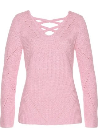 Pullover mit raffinierten Rückenausschnitt in rosa von vorne - bpc selection
