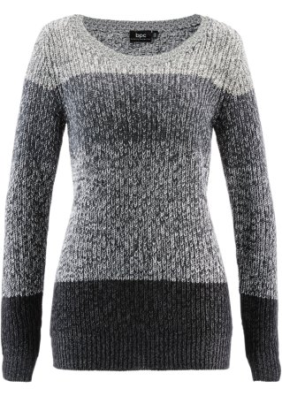 Pullover mit Streifenmuster in grau von vorne - bpc bonprix collection