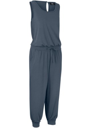 Stretch-Jumpsuit mit Viskose, 3/4-Länge in blau von der Seite - bpc bonprix collection