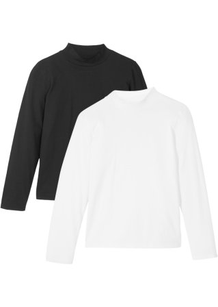Mädchen Rollkragen-Shirt (2er-Pack) Bio-Baumwolle in weiß von vorne - bpc bonprix collection