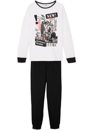 Jungen Pyjama (2tlg. Set) in schwarz von vorne - bpc bonprix collection