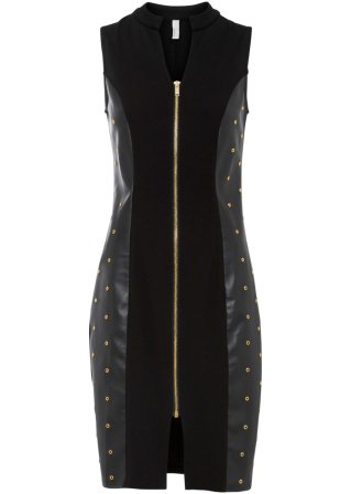 Kleid mit Nieten in schwarz von vorne - BODYFLIRT boutique