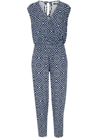 Jersey-Jumpsuit, knöchellang in blau von vorne - bpc bonprix collection