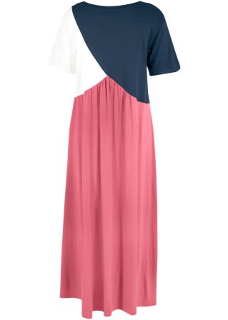 Weites Maxi Wirk-Shirtkleid aus Baumwoll- Viskose Mischung in pink von hinten - bpc bonprix collection