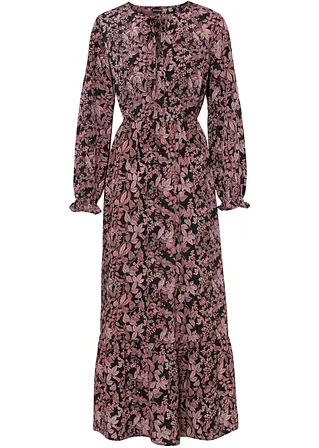 Bedrucktes Maxikleid in schwarz von vorne - bonprix Bedrucktes Maxikleid in schwarz von vorne - bonprix
