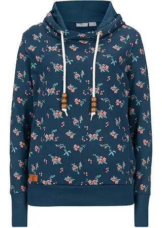 Kapuzensweatshirt mit Kordeln aus reiner Baumwolle in blau von vorne - bonprix Kapuzensweatshirt mit Kordeln aus reiner Baumwolle in blau von vorne - bonprix