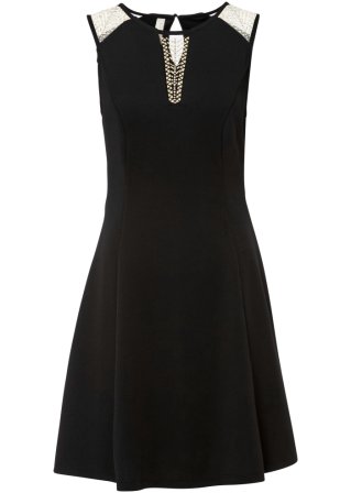 Kleid mit Applikationen in schwarz von vorne - BODYFLIRT boutique