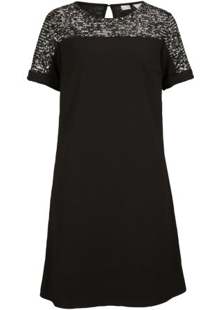 Kleid mit Pailletten-Einsatz in schwarz von vorne - bpc selection