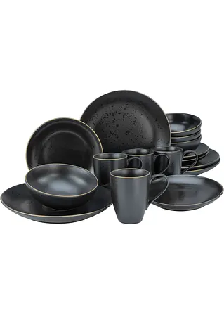 Geschirr-Set mit Sprenkel (16-tlg.Set) in schwarz - bpc living bonprix collection Geschirr-Set mit Sprenkel (16-tlg.Set) in schwarz - bpc living bonprix collection