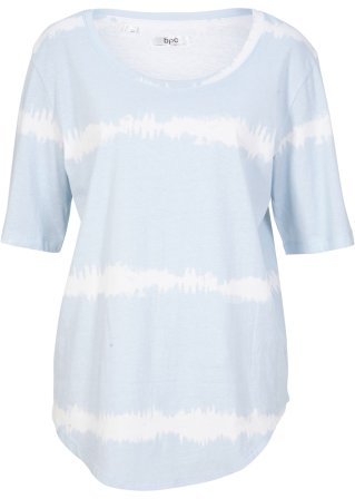 Shirt mit Batik-Druck aus Bio-Baumwolle, 1/2- Arm in blau von vorne - bpc bonprix collection