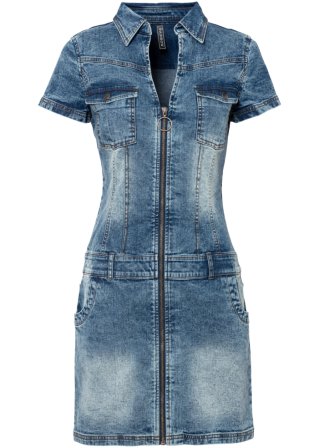 Jeanskleid mit Reißverschluss in blau von vorne - RAINBOW