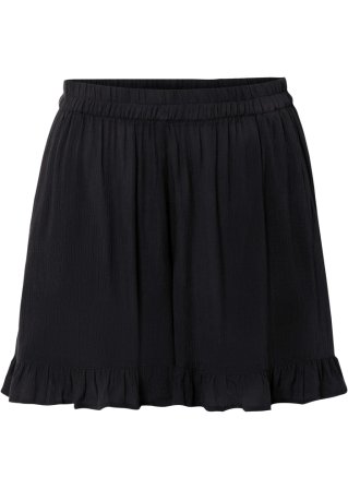 Shorts mit Volant in schwarz von vorne - BODYFLIRT