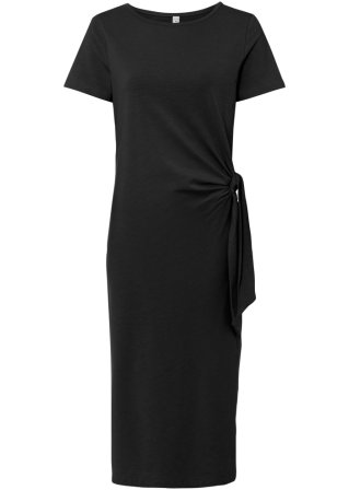 Jerseykleid mit Knotendetail in schwarz von vorne - RAINBOW