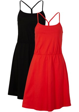 Jersey-Kleid aus Bio-Baumwolle (2er Pack) in rot von vorne - bpc bonprix collection