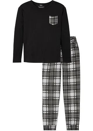 Pyjama aus reiner Baumwolle in schwarz von vorne - bonprix Pyjama aus reiner Baumwolle in schwarz von vorne - bonprix