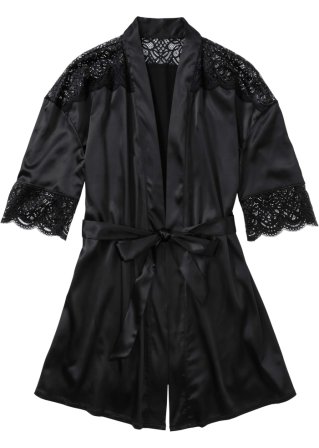 Kimono in schwarz von vorne - BODYFLIRT
