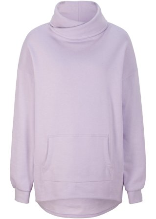 Sweatshirt mit raffiniertem Ausschnitt in lila von vorne - bpc bonprix collection