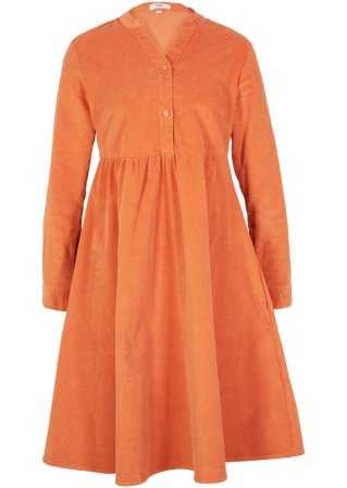 Baumwoll-Cord-Kleid mit Taschen in A-Line aus Web, knieumspielend in orange von vorne - bpc bonprix collection