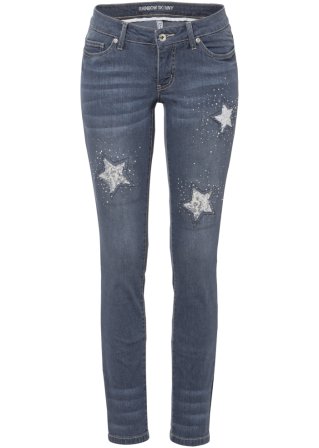Skinny-Jeans mit Sternendesign in blau von vorne - RAINBOW