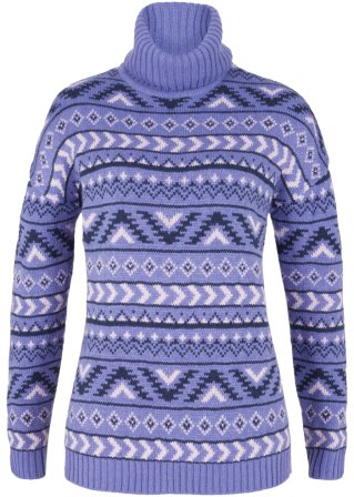 Pullover mit Norweger-Muster in lila von vorne - bpc bonprix collection