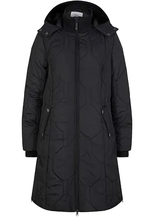 Kurzmantel mit Diamant- Steppung und seitlichen Zippern in schwarz von vorne - bonprix Kurzmantel mit Diamant- Steppung und seitlichen Zippern in schwarz von vorne - bonprix