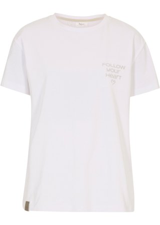 T-Shirt mit gesticktem Motiv in weiß von vorne - bpc bonprix collection