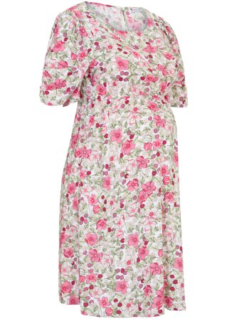 Nachhaltiges Umstands-Kleid mit gerafften Ärmeln  in rosa von vorne - bpc bonprix collection