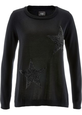 Pullover, Langarm in schwarz von vorne - bpc bonprix collection