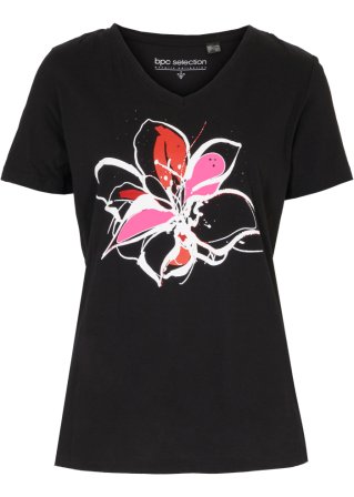 Shirt mit floralem Druck in schwarz von vorne - bpc selection