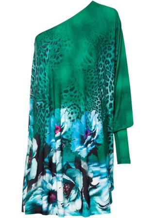 One-Shoulder-Kleid in grün von vorne - BODYFLIRT boutique