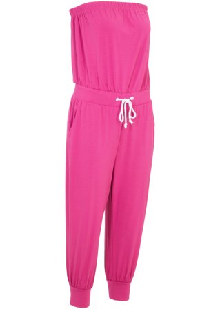 Bandeau-Jumpsuit mit Viskose in pink von vorne - bpc bonprix collection