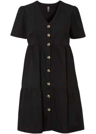 Blusenkleid mit Knopfleiste in schwarz von vorne - RAINBOW
