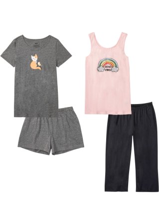 Capri Pyjama und Shorty (4-tlg.Set)  in grau von vorne - bpc bonprix collection