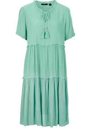 Figurumspielendes Crinkle Kleid Im Kaftan Look Mit Volants Und Sch Nem